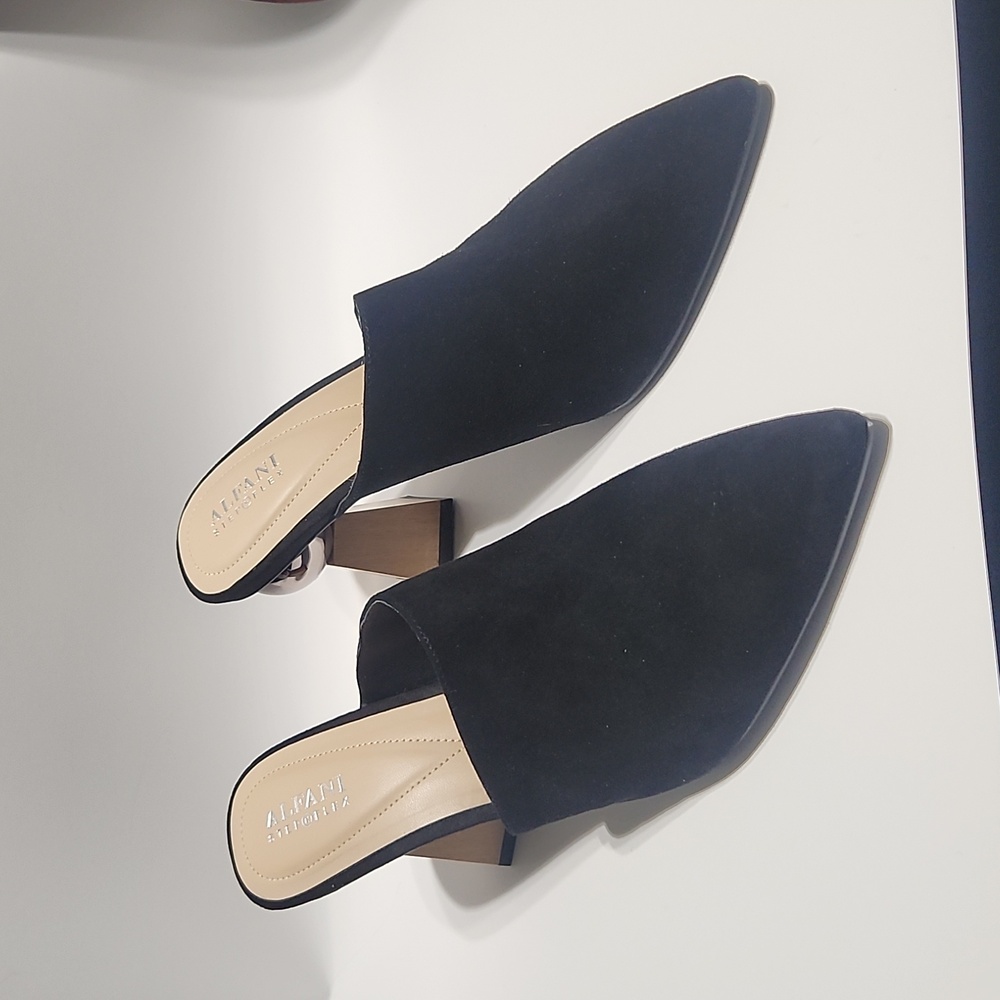 Alfani Junneel Black Mules with Sculpted Heel - Picture 5 of 12